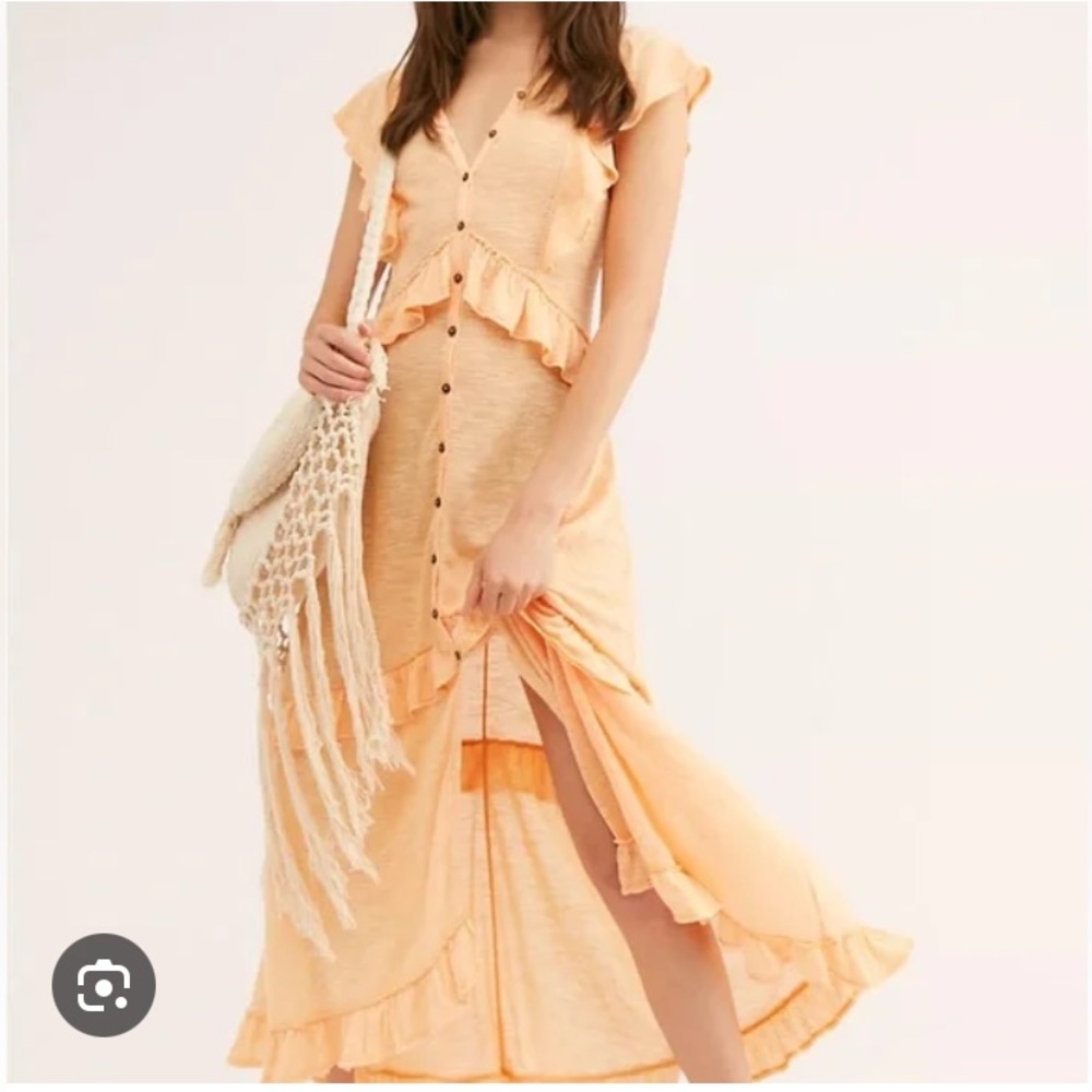 Free People FP Beach Women’s Amelia Maxi Gauzy Ruffle Romantic Flowey Dress M - Picture 1 of 11